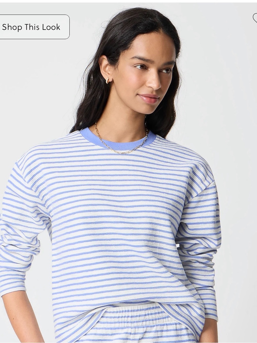 J Crew Jacquard striped crewneck sweatshirt with matching shorts
